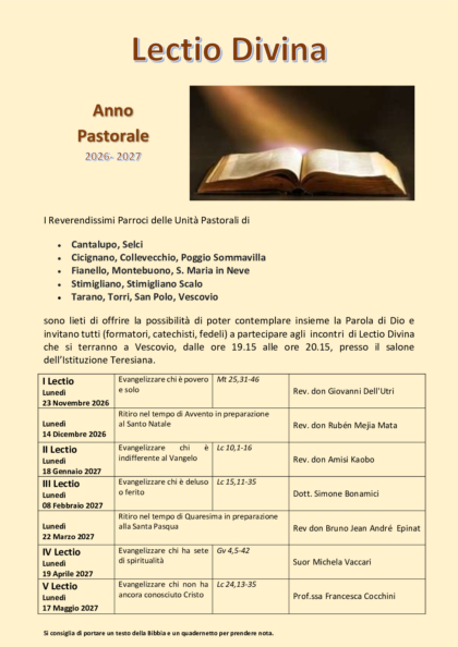 Invito Lectio 2026-2027
