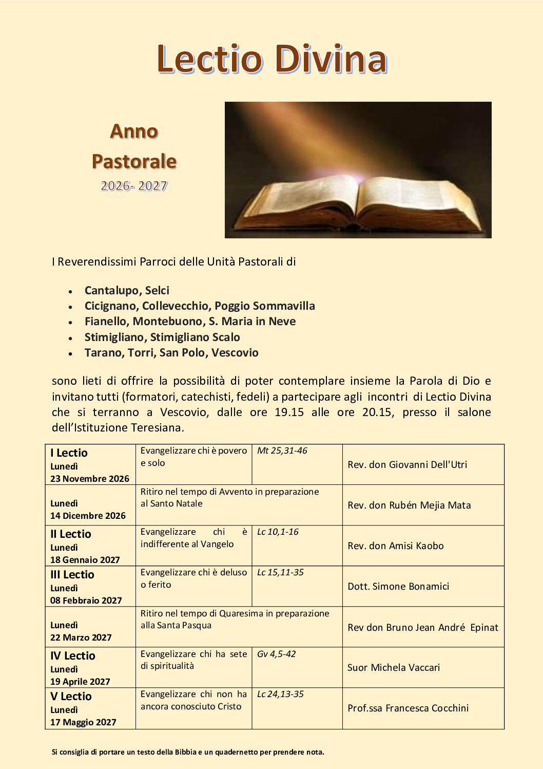 Invito Lectio 2026-2027